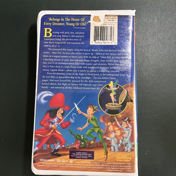 Disney VHS - Peter Pan (45th Anniversary Edition, 1998) 12730-1 - Good Condition - Picture 2 of 6